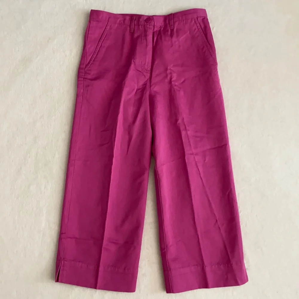{NWT/VTG} Talbots Kids | High Waisted Wide Leg Cropped Pants Cotton Lyocell Pink - Picture 1 of 13